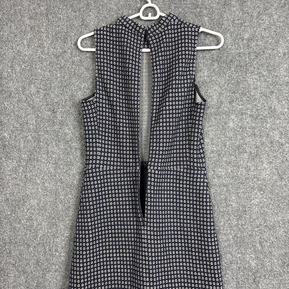 Theory Seraon Palmetto Knit Dress Womens Size 4 Navy Blue Geometric Money - Picture 8 of 9